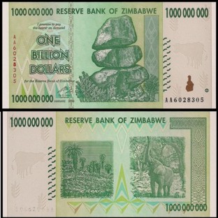 Zimbabwe 1 Billion Dollars 2008 Banknote