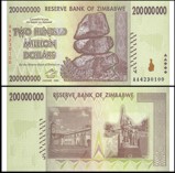 Zimbabwe 200 Million Dollars Bank Notes  New