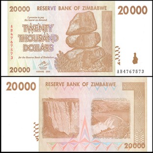Zimbabwe 20 Thousand Dollars Banknote