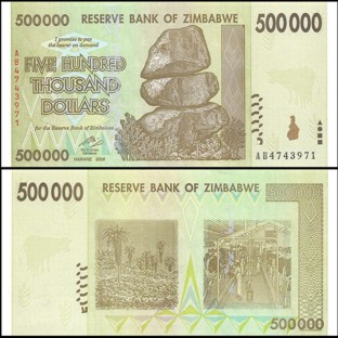 Zimbabwe 500 Thousand Dollars Banknote