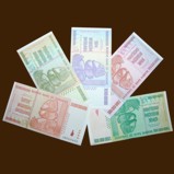 Zimbabwe Billion Dollars Set of 5 Banknotes