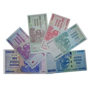 Zimbabwe Million Dollars Set of 6 Banknotes
