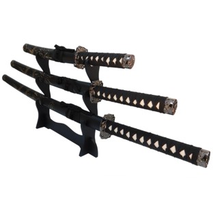 Carved Dragon Samurai Swords Set of 3