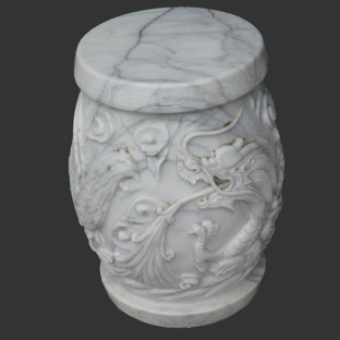 Marble Dining Table Set with 6 Stools