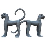 Pair Of Vintage Heavy Bronze Leopards