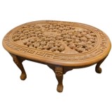 Chinese Carved Oval Coffee Table