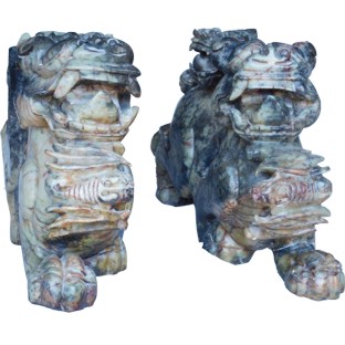 Pair of Marble Chinese Guardian Lions